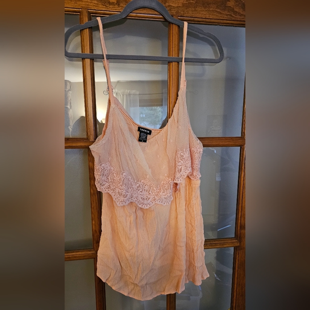 Torrid Peach Lace Trim Dress